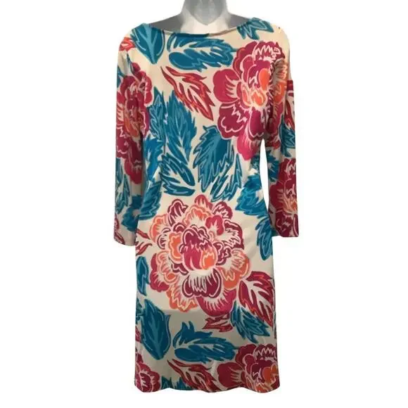 DIANE von FURSTENBERG ”KADEN” KNIT SILK FLORAL PRINT OVER THE HEAD STYLE DRESS 8 - Picture 3 of 11